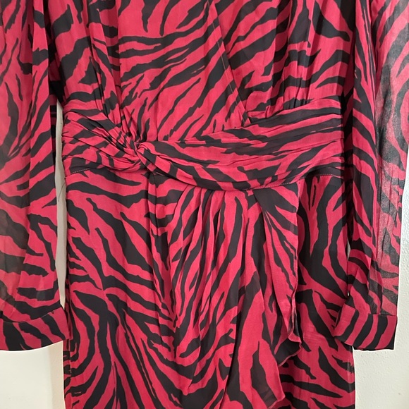 New Ba&sh Women's Red Saphir Wrap-effect Tiger-print Georgette Dress Small - Picture 5 of 13